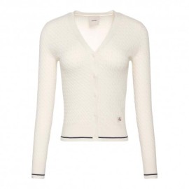 Calvin Klein Cardigan In Maglia Maniche Lunghe Bianco Donna
