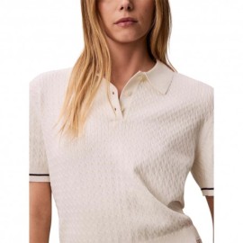 Calvin Klein Polo In Maglia Maniche Lunghe Bianco Donna
