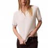 Calvin Klein Polo In Maglia Maniche Lunghe Bianco Donna