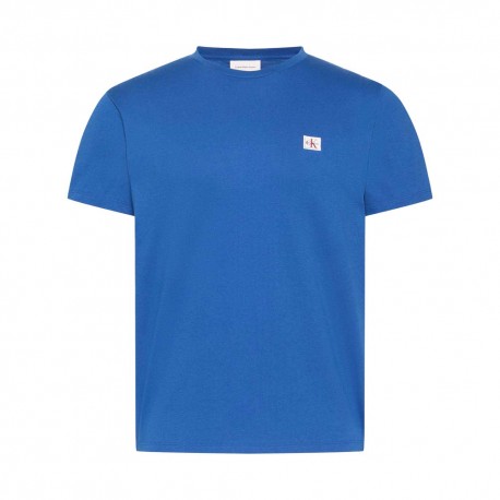 Calvin Klein Jeans Uomo Blu Uomini, Maglietta, Woven Label Jersey T-Shirt, (S) - Immagine 3