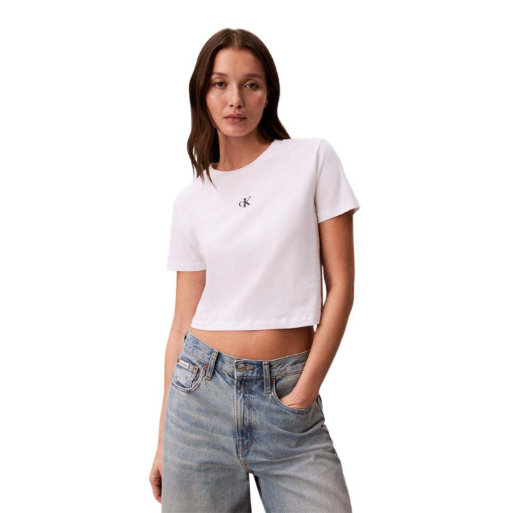 Calvin Klein Cropped T-Shirt Logo Bianco Donna