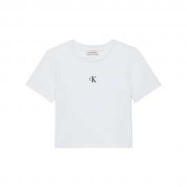 Calvin Klein Cropped T-Shirt Logo Bianco Donna