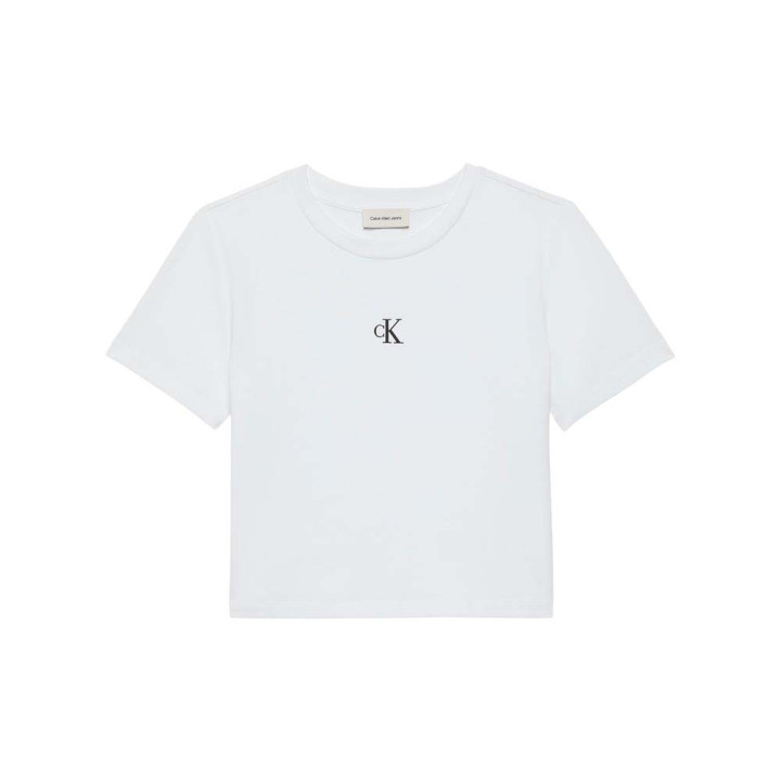 Calvin Klein Cropped T-Shirt Logo Bianco Donna