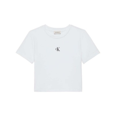 Calvin Klein Cropped T-Shirt Logo Bianco Donna