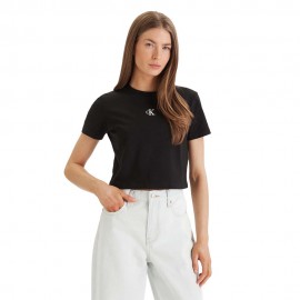 Cropped T-Shirt logo nero