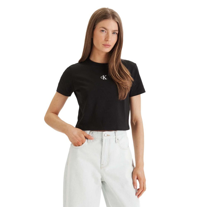 Calvin Klein Cropped T-Shirt Logo Nero Donna