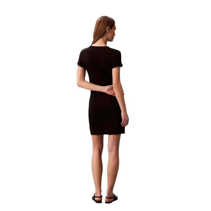 Calvin Klein Abito Rib Logo Nero Donna