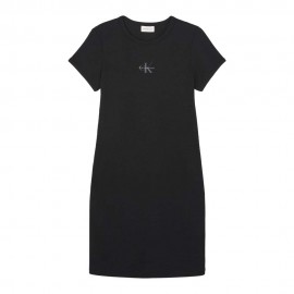 Calvin Klein Abito Rib Logo Nero Donna