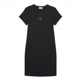 Calvin Klein Abito Rib Logo Nero Donna