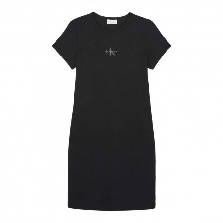 Calvin Klein Abito Rib Logo Nero Donna M