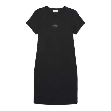 Calvin Klein Abito Rib Logo Nero Donna
