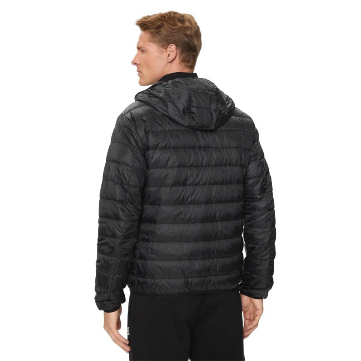 Ea7 Piumino Con Cappuccio Logo Nero Uomo