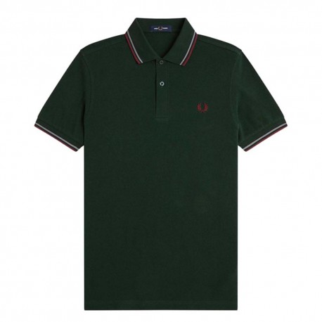 Fred Perry Polo Righe Verde Uomo