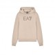 Ea7 Felpa Con Cappuccio Logo Beige Donna