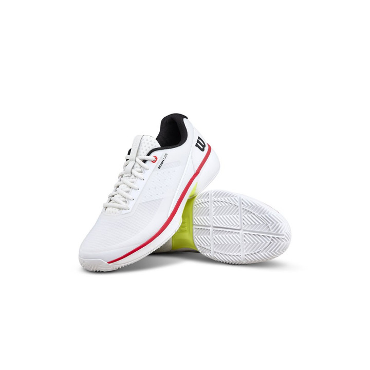 Wilson Tennis Rush Lite 5 Clay Bianco Nero Infrared - Scarpe Tennis Uomo