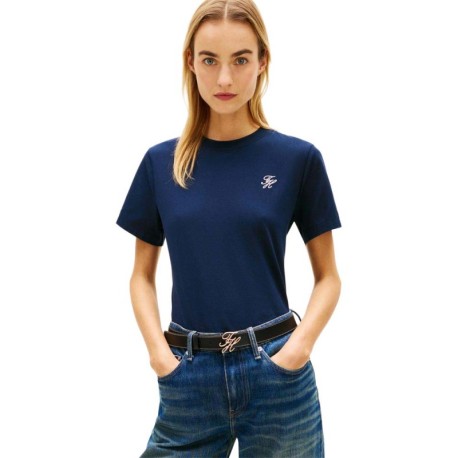 Tommy Hilfiger T-Shirt Script Blu Donna