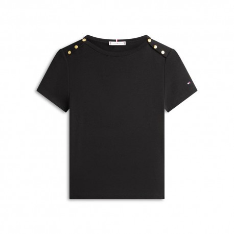 Tommy Hilfiger T-Shirt Oro Button Nero Donna