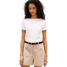 Tommy Hilfiger T-Shirt Oro Button Bianco Donna