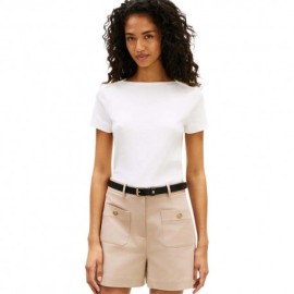 Tommy Hilfiger T-Shirt Oro Button Bianco Donna