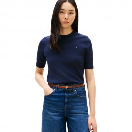 Tommy Hilfiger T-Shirt In Maglia Blu Donna