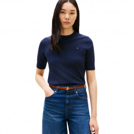 Tommy Hilfiger T-Shirt In Maglia Blu Donna
