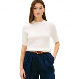 Tommy Hilfiger T-Shirt In Maglia Bianco Donna