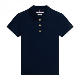 Tommy Hilfiger Polo Oro Button Blu Donna