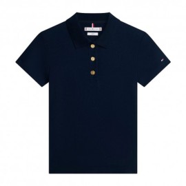 Tommy Hilfiger Polo Oro Button Blu Donna