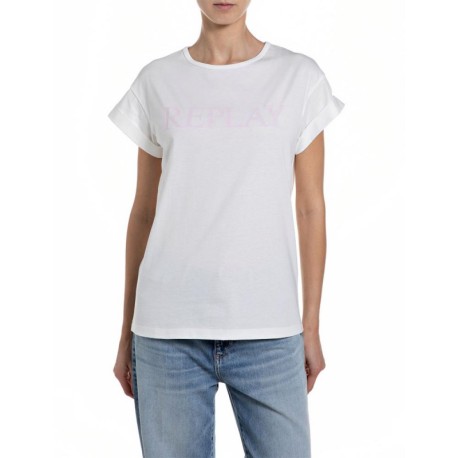 Replay T-Shirt Logo Bianco Donna