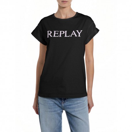 Replay T-Shirt Logo Nero Donna