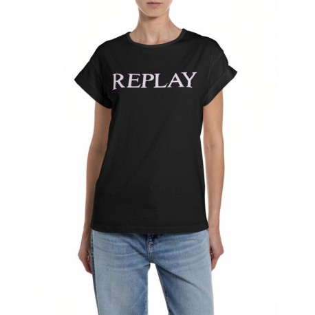 Replay T-Shirt Logo Nero Donna