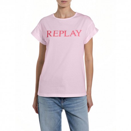Replay T-Shirt Logo Rosa Donna