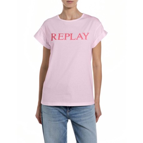 Replay T-Shirt Logo Rosa Donna