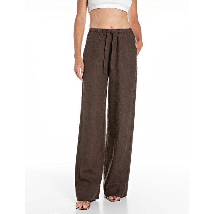 Replay Pantaloni Lino Moro Donna