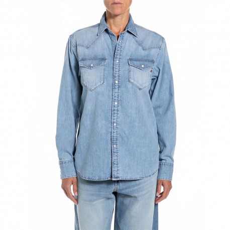 Replay Camicia Denim Blu Donna