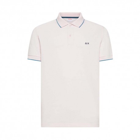 Sun 68 Polo Small Stripe Rosa Uomo