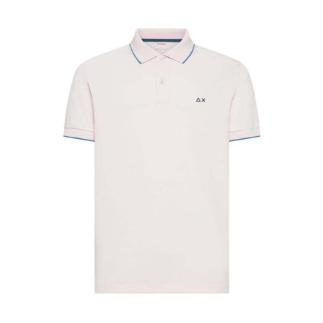 Sun 68 Polo Small Stripe Rosa Uomo