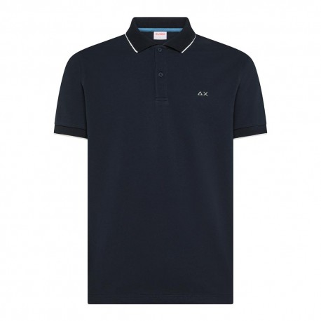 Sun 68 Polo Small Stripe Blu Uomo