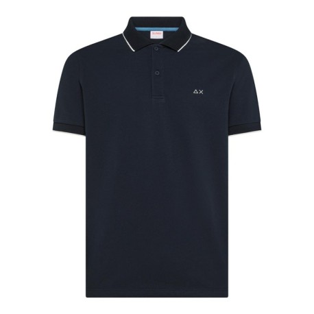 Sun 68 Polo Small Stripe Blu Uomo