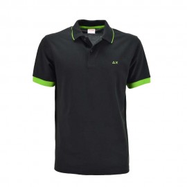 Sun 68 Polo Small Stripe Fluo Nero Uomo
