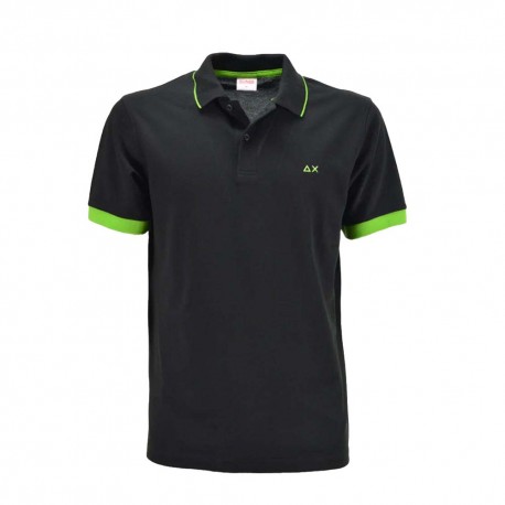 Sun 68 Polo Small Stripe Fluo Nero Uomo
