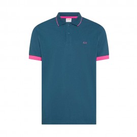 Sun 68 Polo Small Stripe Fluo Avio Uomo
