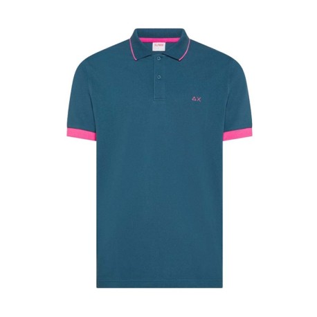 Sun 68 Polo Small Stripe Fluo Avio Uomo