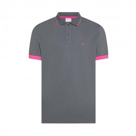 Sun 68 Polo Small Stripe Fluo Grigio Uomo