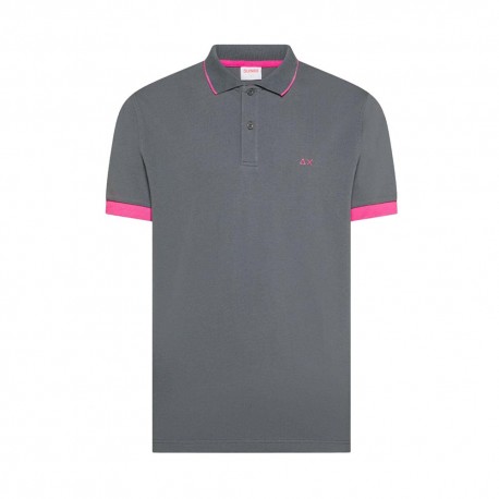 Sun 68 Polo Small Stripe Fluo Grigio Uomo
