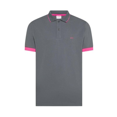 Sun 68 Polo Small Stripe Fluo Grigio Uomo