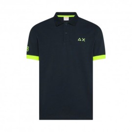Sun 68 Polo Big Logo Fluo Blu Uomo