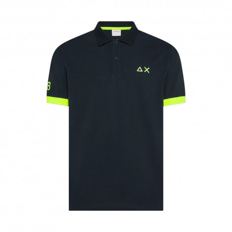 Sun 68 Polo Big Logo Fluo Blu Uomo