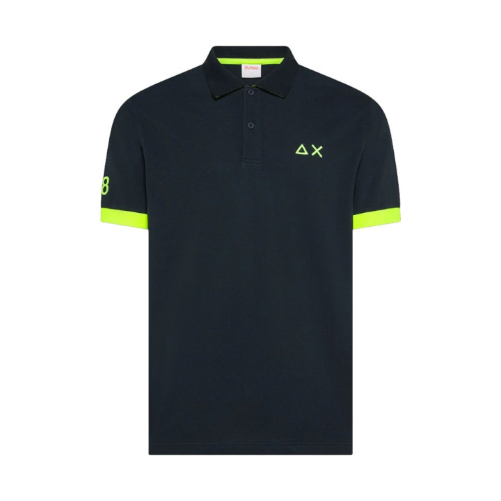 Sun 68 Polo Big Logo Fluo Blu Uomo