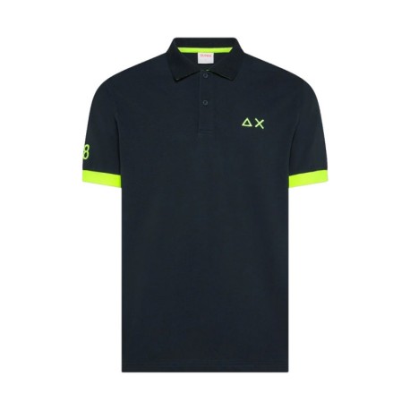 Sun 68 Polo Big Logo Fluo Blu Uomo